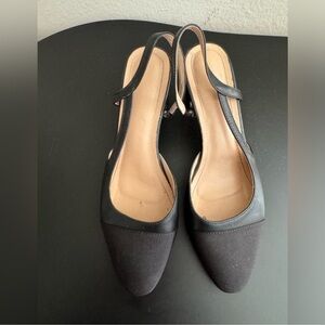 Classic Black Slingback Pointed-Toe Heels